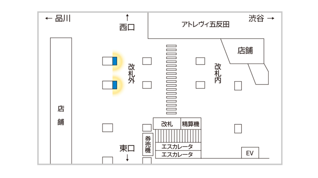JR五反田駅改札前に設置されたサイネージです