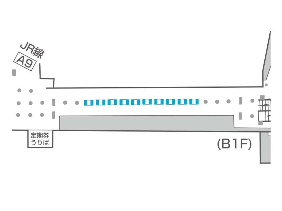新宿駅のどこにデジタルサイネージが設置されているか説明している画像です。プロムナードのそば